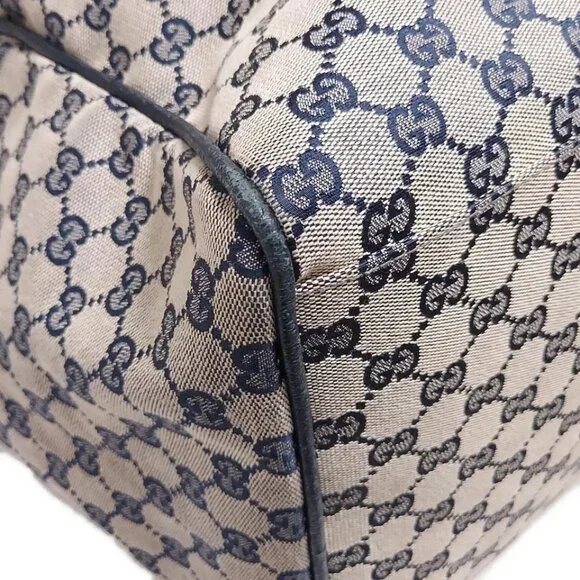 GUCCI GG Beige Dark Navy Multi Jacquard Leather - Boston Bag 512-071925 - Picture 5 of 9